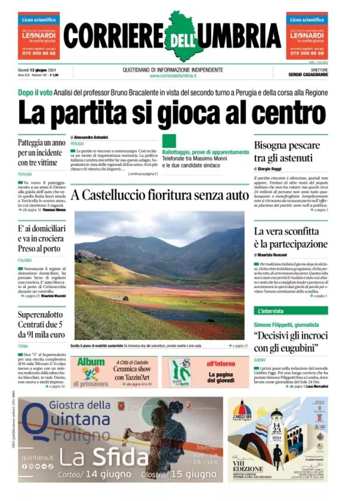 Prima-pagina-corriere umbria-del-2024-06-13